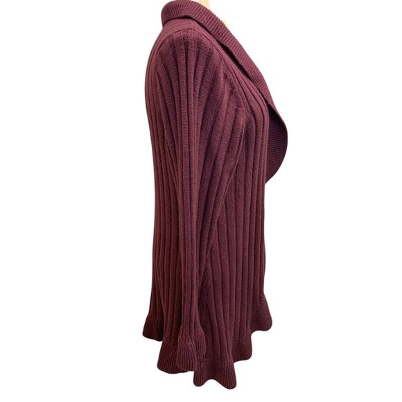 18/20 Avenue Sweater Collection Womens Eggplant Open Cardigan - Picture 7 of 9